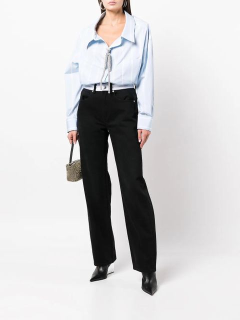 Alexander Wang crystal-embellished striped cotton shirt - Blue - zdjęcie produktu nr 2