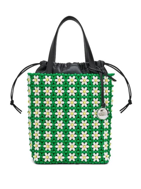 LOEWE mini beaded flower bucket bag - Green - zdjęcie produktu nr 1