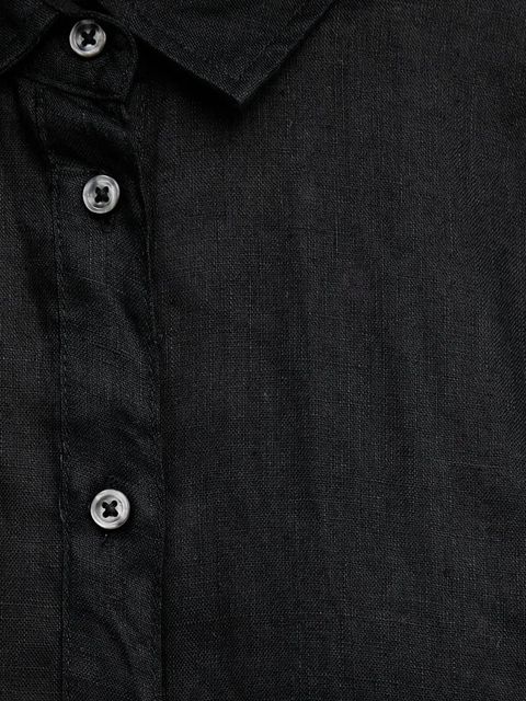 United Colors of Benetton koszula lniana kolor czarny regular z kołnierzykiem klasycznym