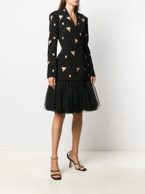 Moschino tulle skirt floral embroidered dress - Black