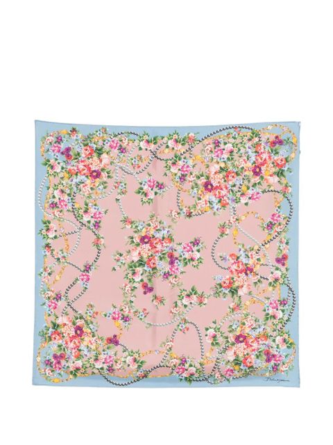 Dolce & Gabbana floral-print scarf - Blue - zdjęcie produktu nr 1