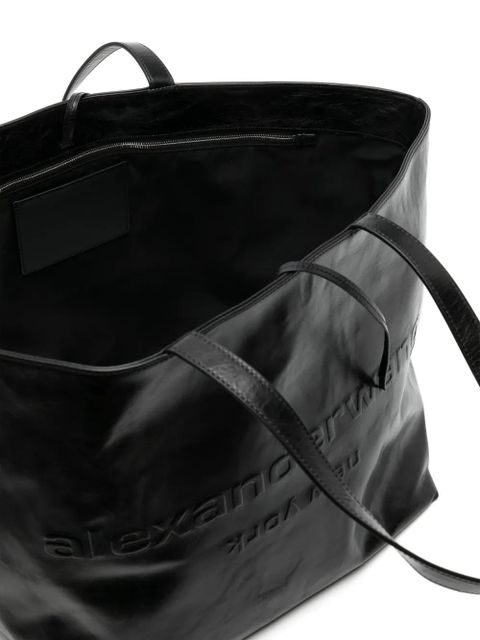 Alexander Wang Punch logo-embossed leather tote bag - Black
