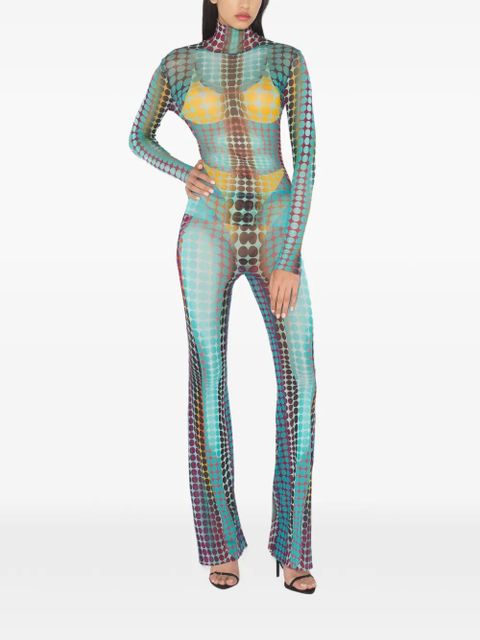 Jean Paul Gaultier high-neck dots-print top - Blue