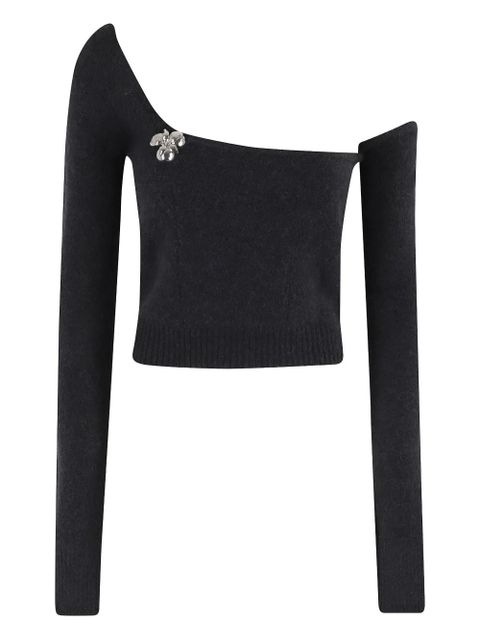 Blumarine one-shoulder embellished top - Black - zdjęcie produktu nr 1