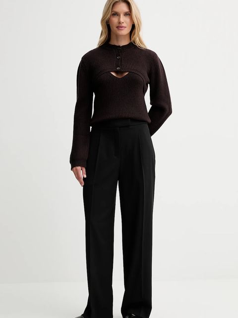 ISABELLE BLANCHE kardigan z dodatkiem wełny damski kolor brązowy IS25FW-M123-F005-MOD