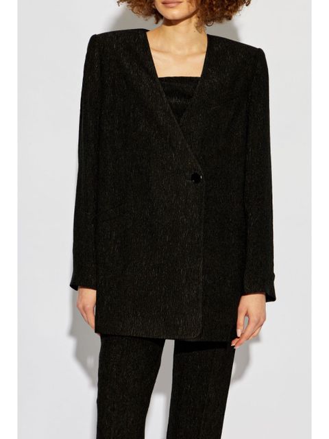 GANNI textured collarless jacket - Black