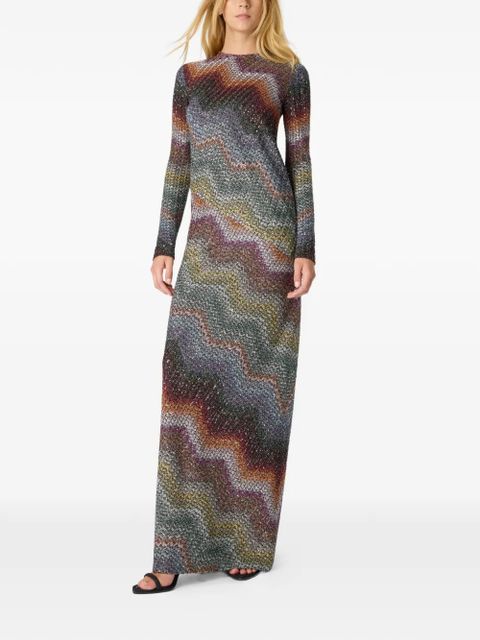 Missoni zigzag-pattern long-sleeved maxi dress - Grey - zdjęcie produktu nr 2