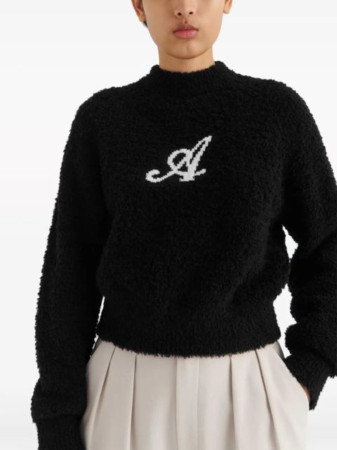 Axel Arigato logo-intarsia brushed jumper - Black