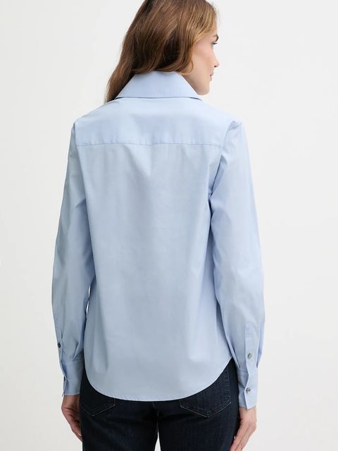 Karl Lagerfeld koszula z dodatkiem bawełny damska kolor niebieski regular z kołnierzykiem klasycznym A4W11038 - zdjęcie produktu nr 2