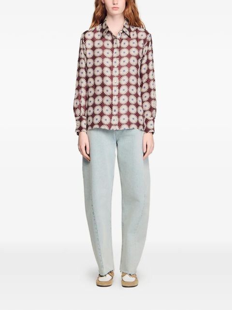 SANDRO floral-print buttoned shirt - Brown - zdjęcie produktu nr 2