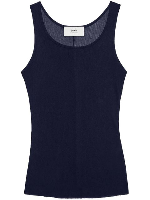 AMI Paris semi-sheer round-neck tank top - Blue - zdjęcie produktu nr 1