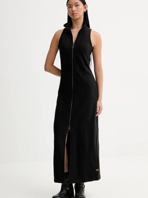 G-Star sukienka kolor czarny maxi rozkloszowana D27279-D705