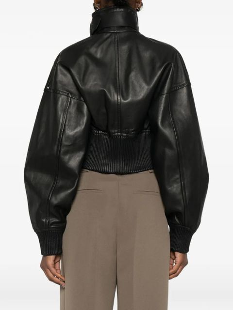 Sportmax ribbed leather jacket - Black