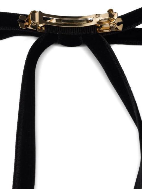 Prada logo velvet hair clip - Black