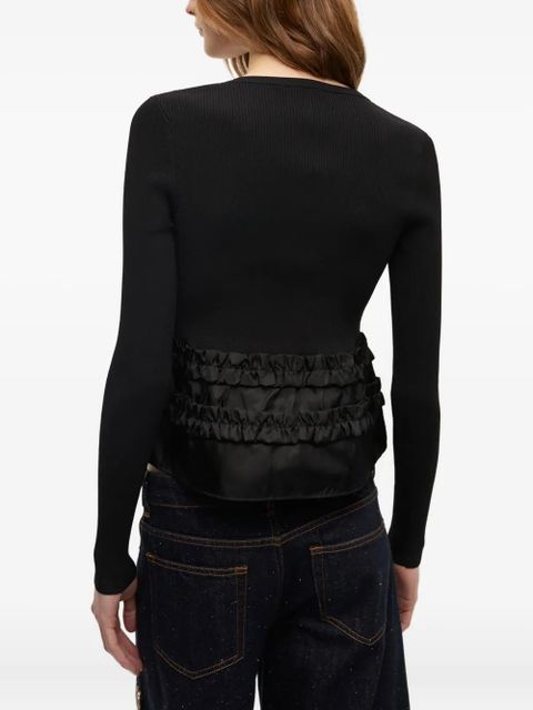 GANNI ruffle-hem blouse - Black