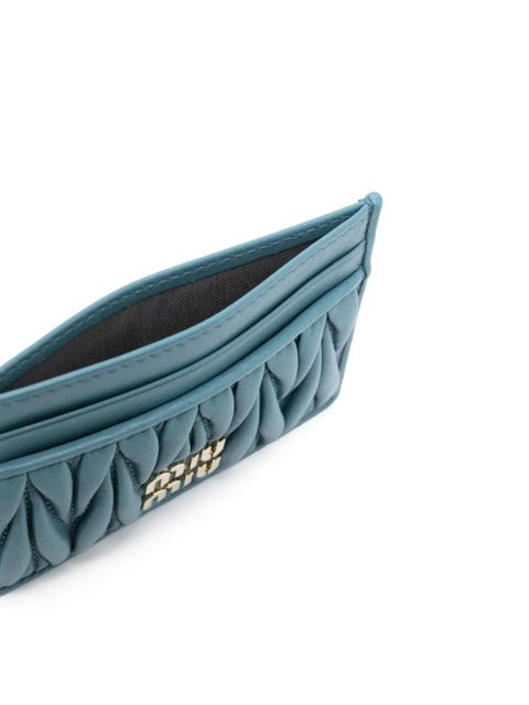 Miu Miu matelassé nappa leather card holder - Blue