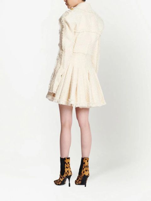 Balmain pleated tweed skirt - White