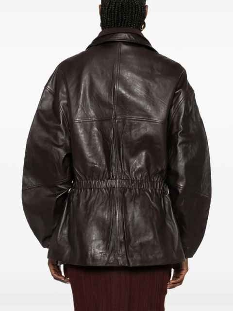 The Frankie Shop Carnaby Funnel neck leather jacket - Brown