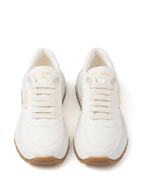 Prada triangle-logo leather sneakers - White