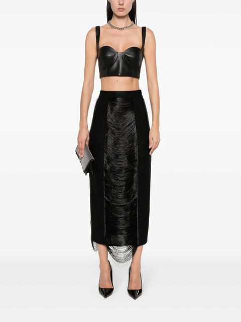 Alexander McQueen fringe-detail panelled skirt - Black