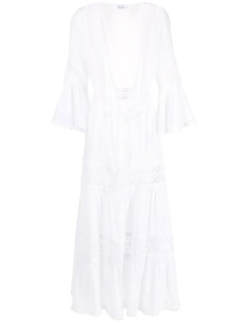 Charo Ruiz Ibiza floral-lace embroidered V-neck dress - White - zdjęcie produktu nr 1