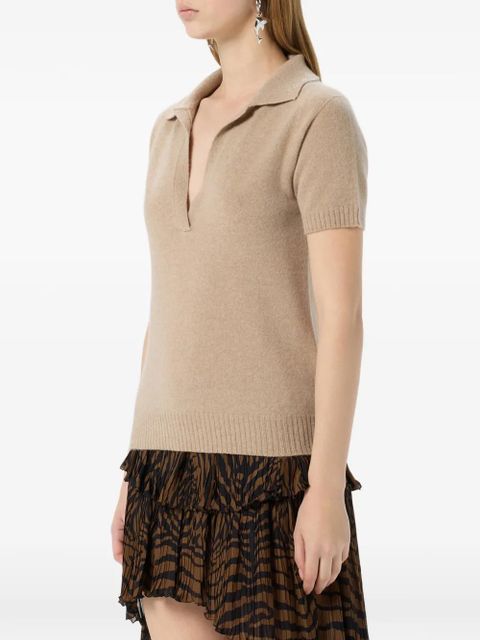 Blumarine rhinestone cashmere polo shirt - Neutrals