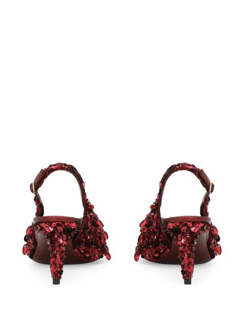Dolce & Gabbana crystal-embellished slingback pumps - Red