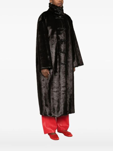 Róhe faux-fur buttoned coat - Brown