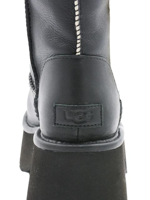 UGG platform fur-trim leather boots - Black