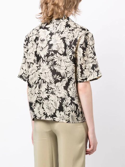 ANINE BING floral-print linen shirt - Black