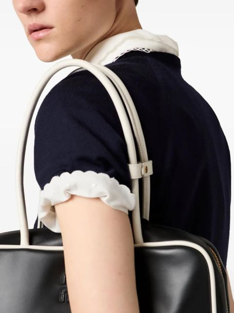 Miu Miu logo-intarsia T-shirt - Blue