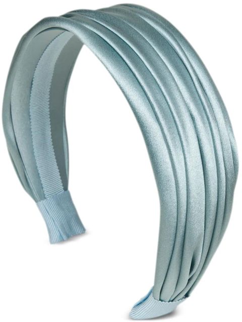 Jennifer Behr Natasha pleated silk-satin headband - Blue - zdjęcie produktu nr 1