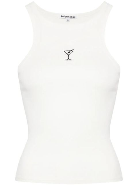 Reformation Nova embroidered tank top - White - zdjęcie produktu nr 1