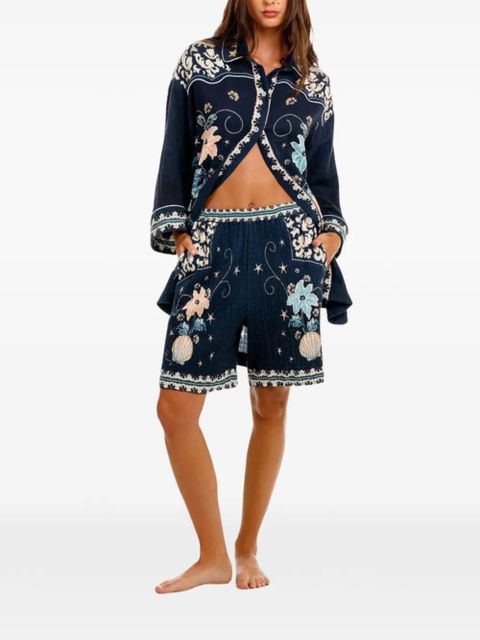 Agua By Agua Bendita Chrissy embroidery shirt - Blue