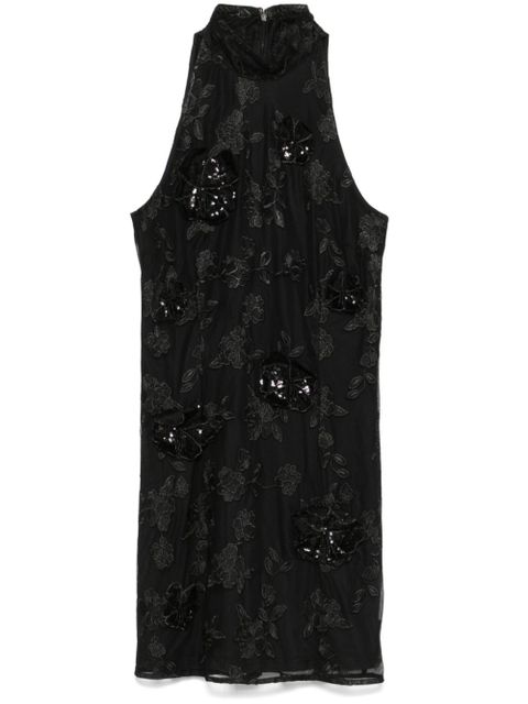 ROTATE BIRGER CHRISTENSEN floral-embroidered mesh mini dress - Black - zdjęcie produktu nr 1