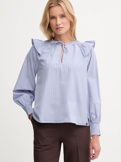 Pepe Jeans bluzka bawełniana damska kolor niebieski wzorzysta PL3051254 - zdjęcie produktu nr 1