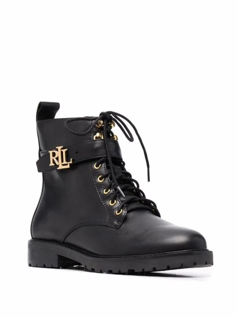 Lauren Ralph Lauren Burnished logo-plaque lace-up leather boots - Black - zdjęcie produktu nr 2