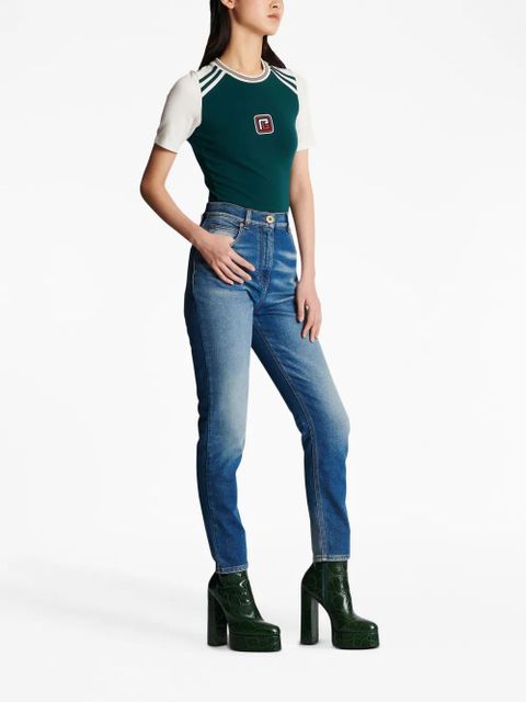 Balmain logo-plaque slim-cut jeans - Blue