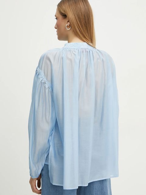 ERMANNO Firenze bluzka damska kolor niebieski gładka 56TK021ES3