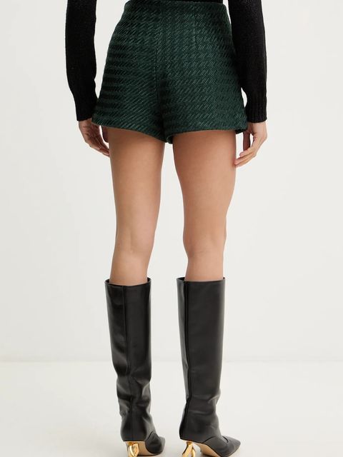 Armani Exchange szorty z domieszką wełny damskie kolor zielony gładkie high waist XW000718 AF16208