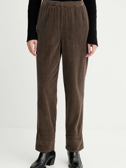 American Vintage spodnie sztruksowe kolor szary proste high waist PADO137 - zdjęcie produktu nr 1