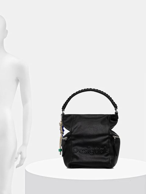 Desigual plecak HALF LOGO ARICA damski kolor czarny mały gładki 25WAKP07