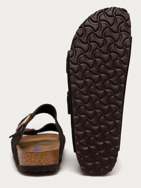 Birkenstock klapki zamszowe Arizona damskie kolor brązowy 951313