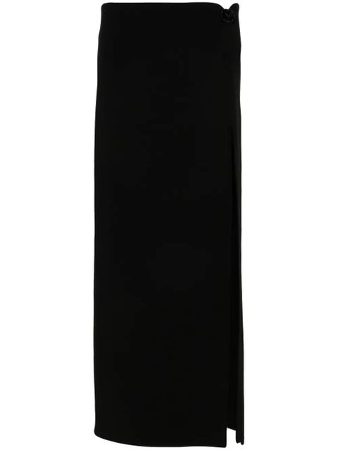 Magda Butrym floral-appliqué wool-blend skirt - Black - zdjęcie produktu nr 1