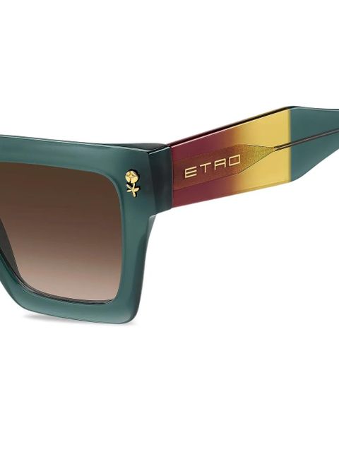 ETRO rose-embellished square-frame sunglasses - Green