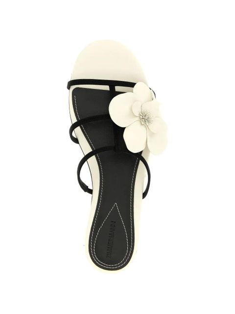 ZIMMERMANN grosgrain flower leather slides - White