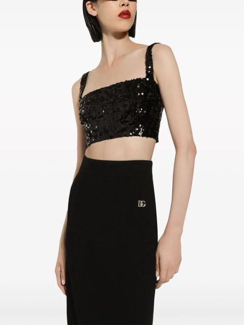 Dolce & Gabbana sequin-embellished cropped top - Black