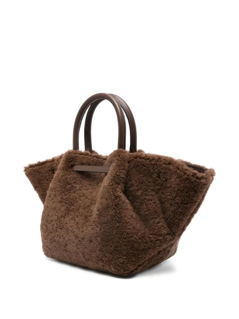 DeMellier midi New York shearling tote bag - Brown