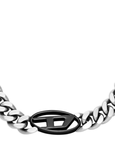 Diesel curb-chain logo necklace - Grey
