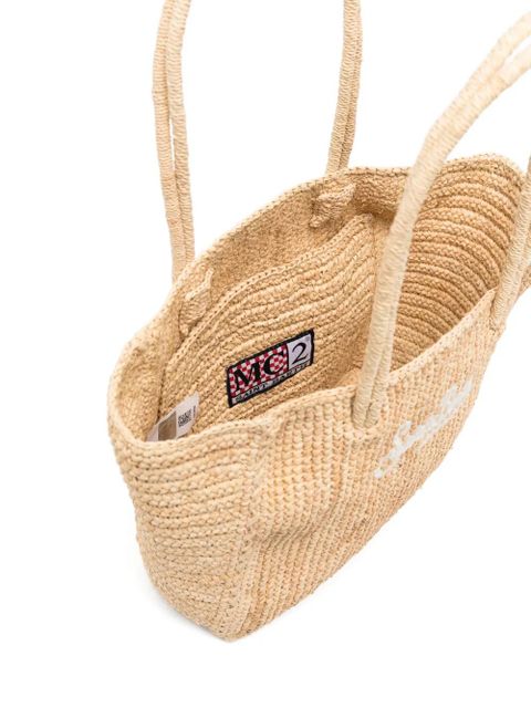 MC2 Saint Barth logo-embroidered woven tote bag - Neutrals